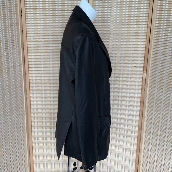 Zara man dark brown genuine leather blazer-jacket, size XL - Picture 9 of 14